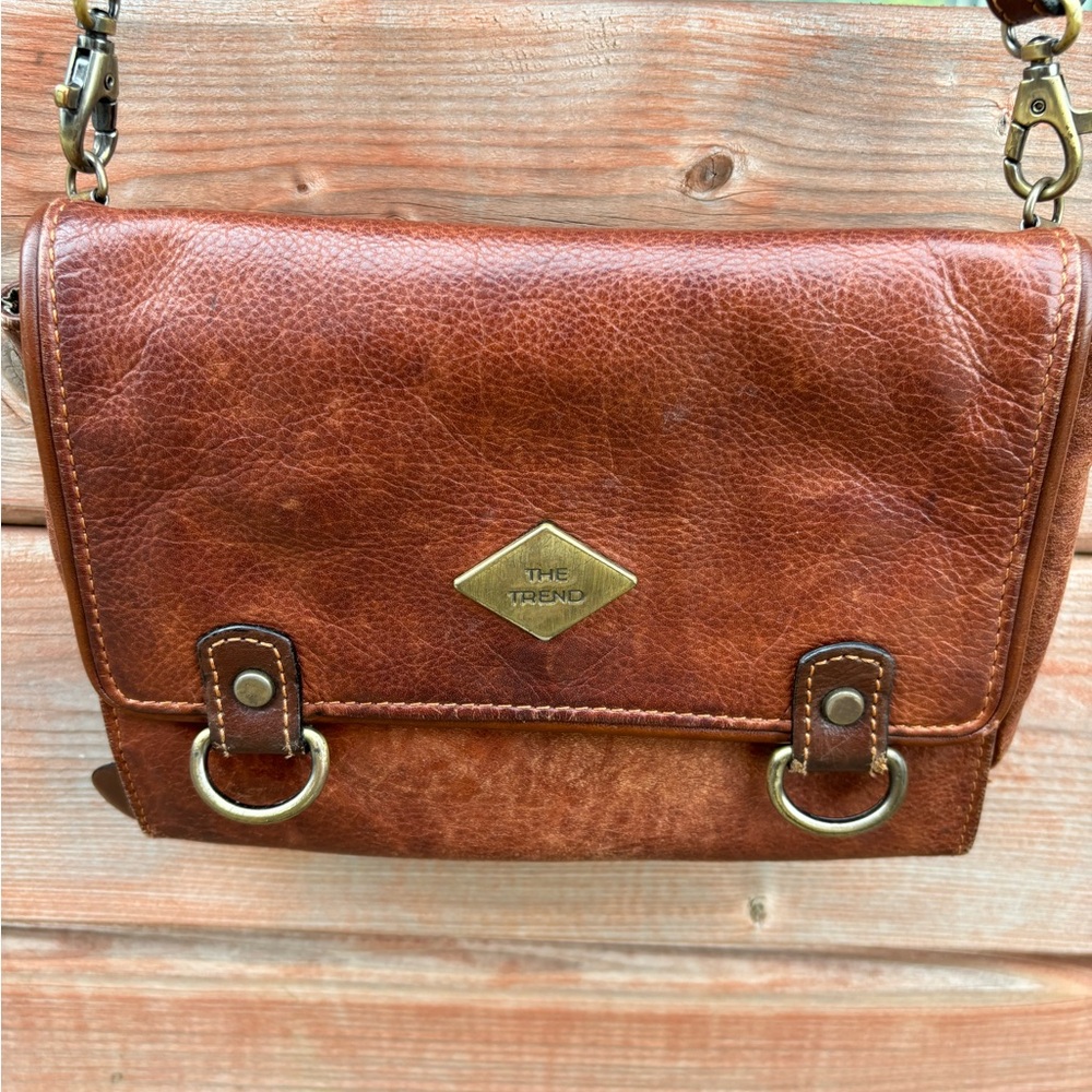 Rustic Brown Leather Crossbody Bag